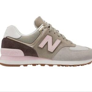 New Balance 574 Cream Tan Pink Gold 8.5 Retro Running Shoes Sneakers WL574MLA